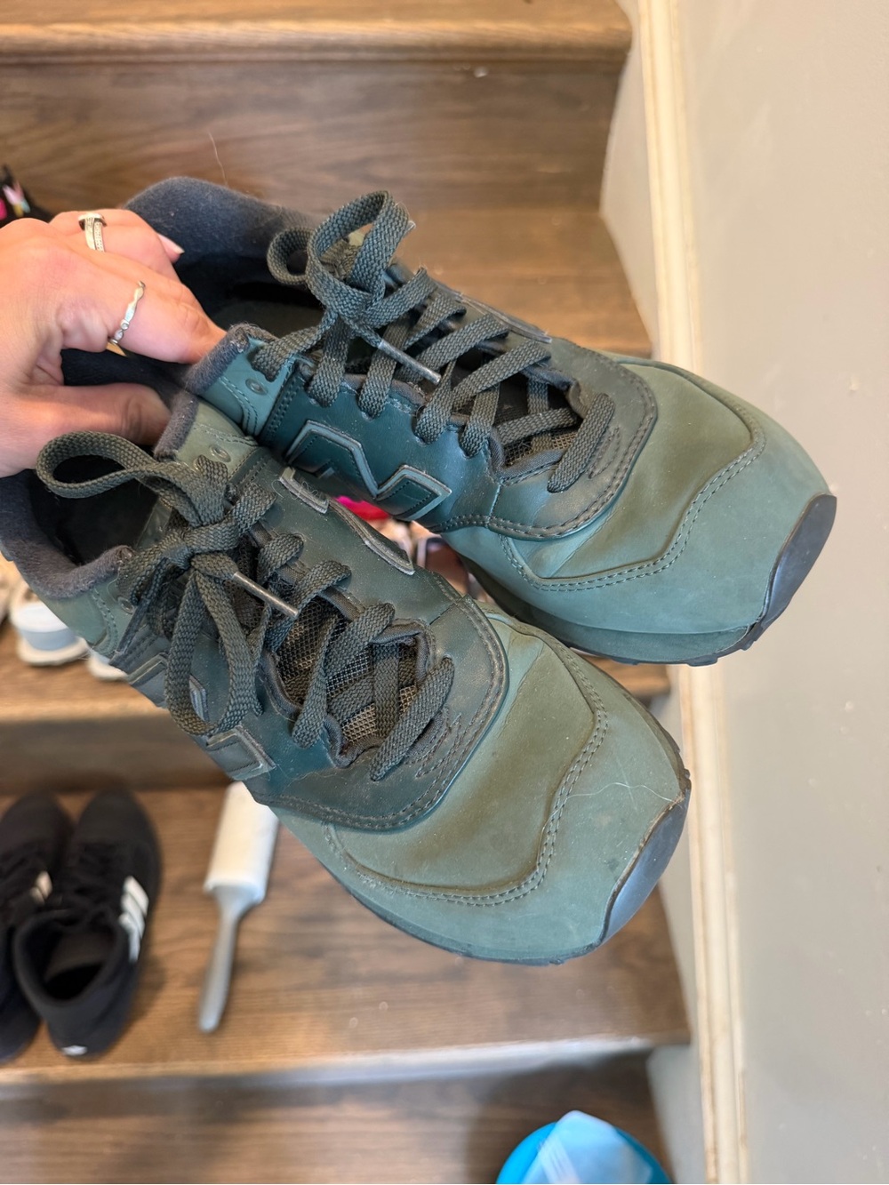 New Balance Kids' Dark Green Lace-Up Sneakers